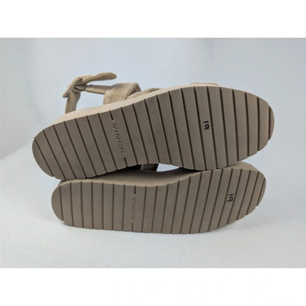 Vince Beige Suede Strappy Platform Sandals Sz 7.5 M Chunky Flatform‎ minimalist
